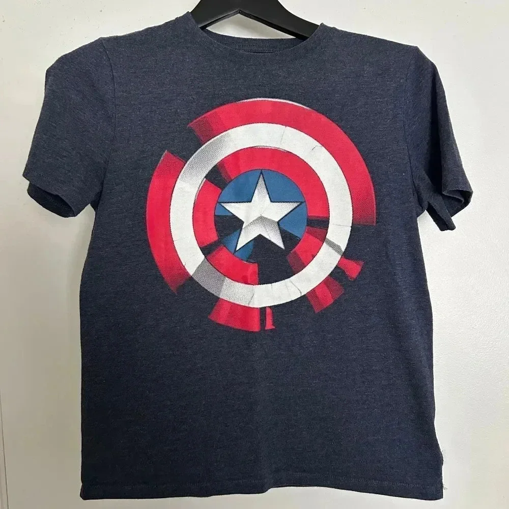 GAP Kids Marvel Captain America Shield Graphic Shirt Blue XL Superhero Comic